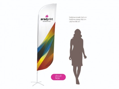 Steag publicitar Beach Flag Pană 255 cm - Imprimare față/verso
